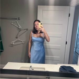 Astr Light Blue Midi Dress
